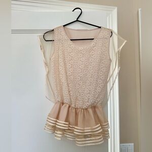 Ruffled butterfly sleeve floral blouse